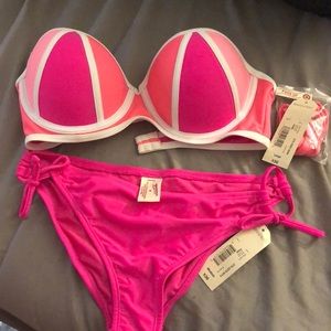 Pink Tri color bikini top